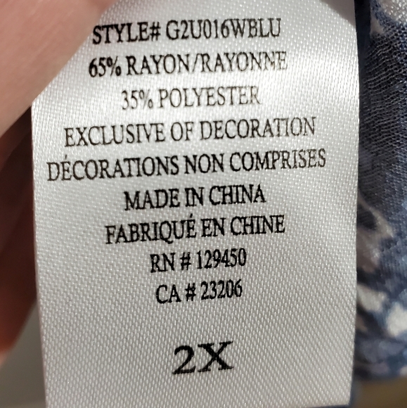 New Blue floral ditsy print lace shirt plus 2X - Picture 6 of 8